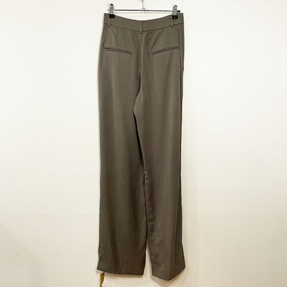 New Reformation Mason Wide Leg Tencel Trouser Poppyseed Green 0 $198 - Picture 3 of 7